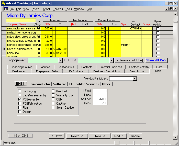 Advest Tracking System in MS Access