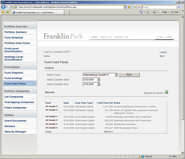 Franklin Park Client Portal Solution